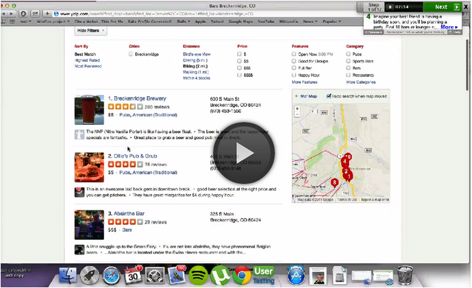 User Testing & Design: Qualitative Analysis of Yelp's Website