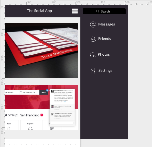 Screenshot of off-canvas navigation at the side of the screen.