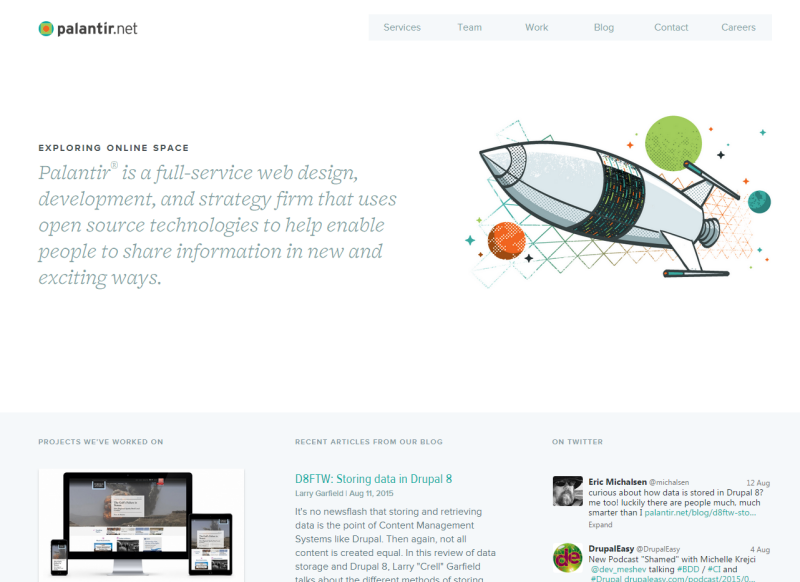 Screenshot of Palantir's website design