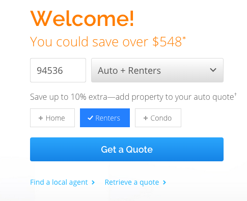 Web form that offers to save people money if they enter their ZIP code, type of insurance, etc.