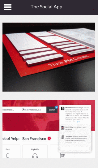 Animation of a mobile website's off-canvas navigation drawer