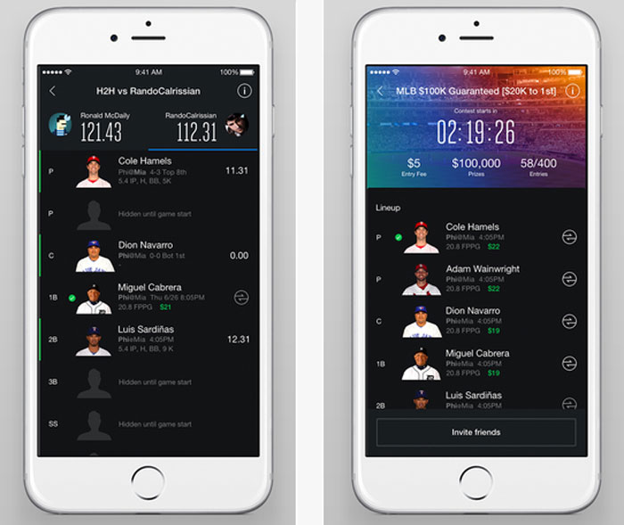 Screenshot of ESPN's app