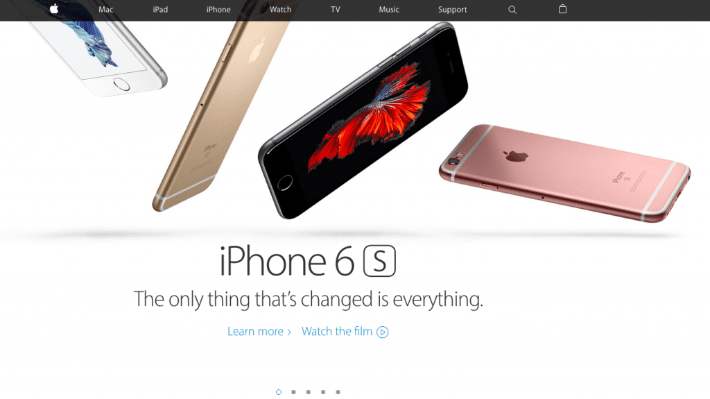 Screenshot of a full-width image at Apple's website