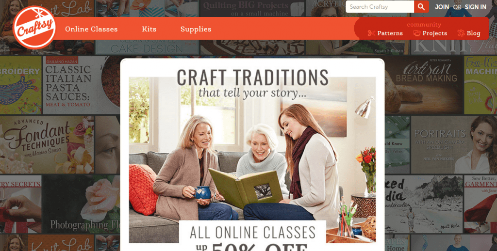Craftsy’s user interface