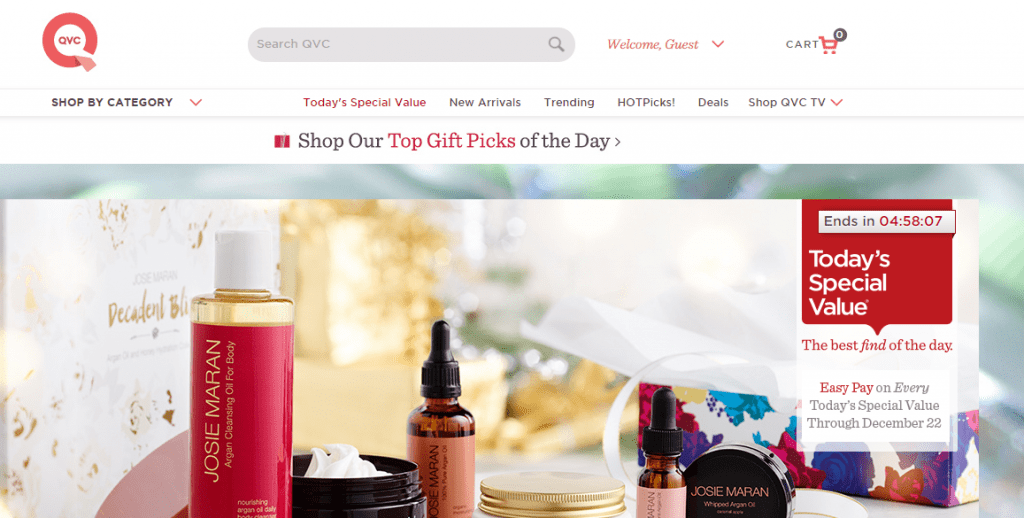 QVC user interface screenshot