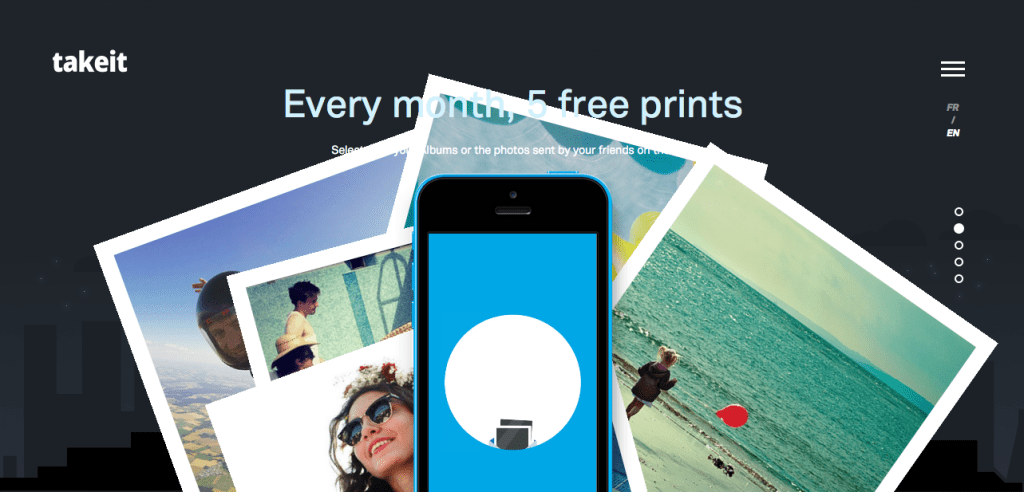 Screenshot of Take It's app user interface