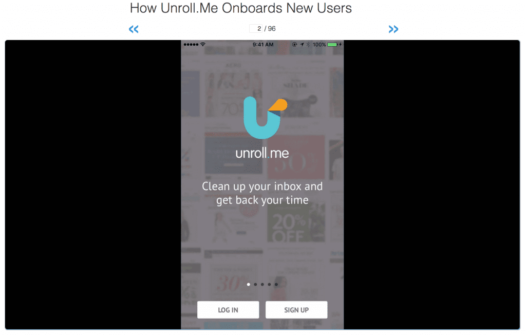 Screenshot of Unroll Me’s website design