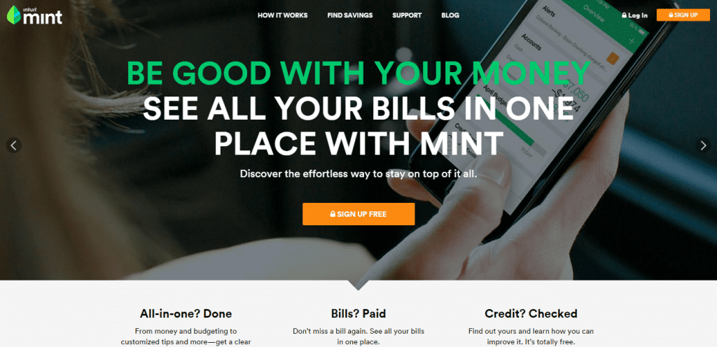 Mint user interface screenshot
