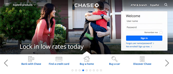 Chase’s website with a happy family