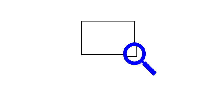 magnifying glass over a square magnifying glass over a square