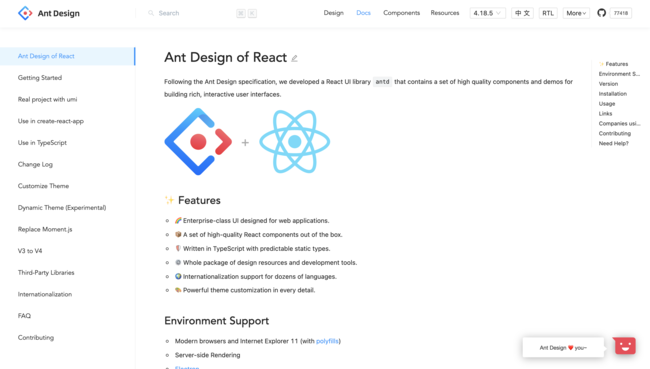 Ant Design UI React library