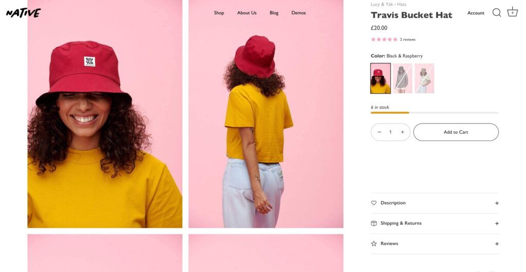 eCommerce product page with accordion progressive disclosure