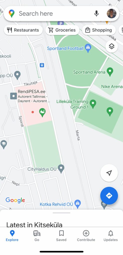 Google Maps mobile navigation example