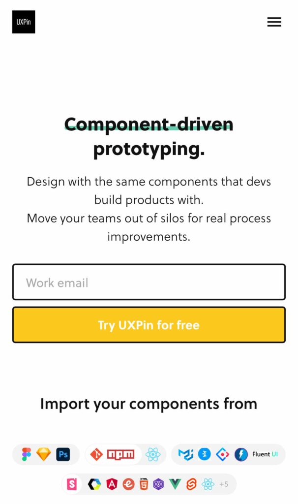 UXPin mobile responsive navigation example