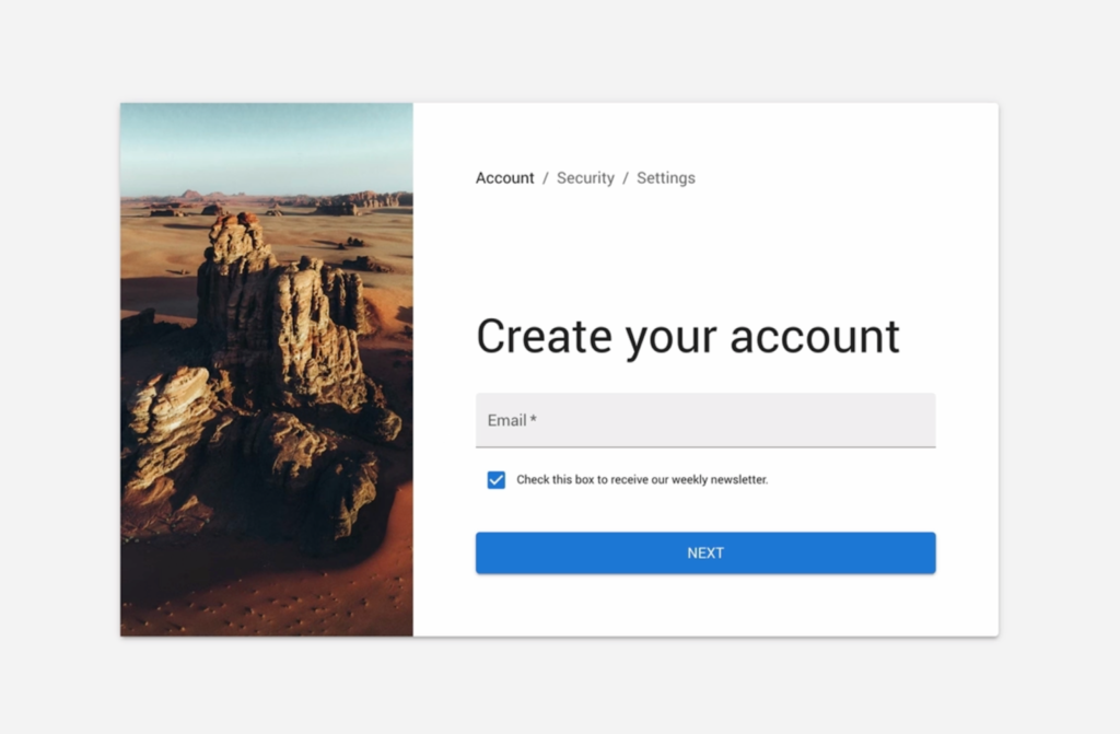 Coded prototype example: sign-up flow built with UXPin Merge