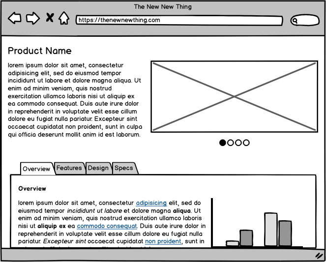 Wireframe prototype example