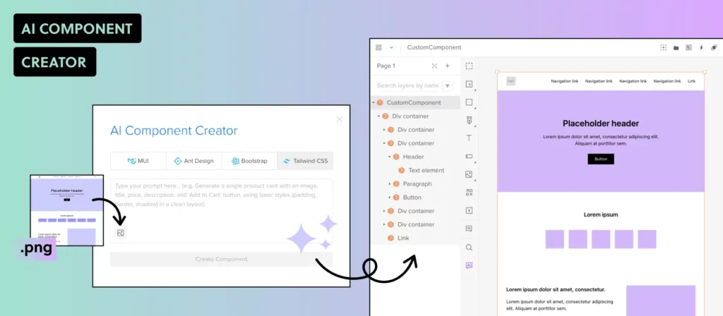 Generate UI with AI by uploading an image to UXPin Forge