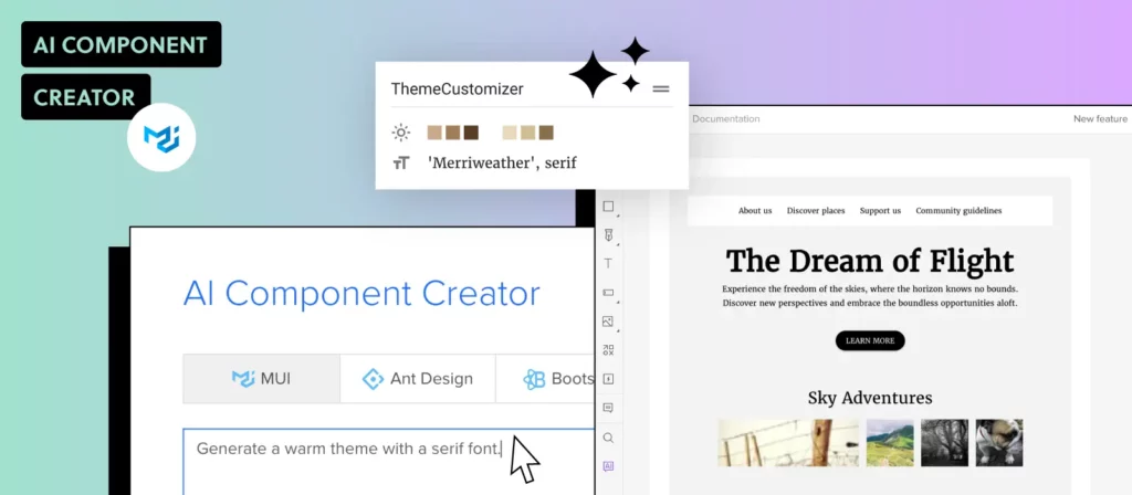 AI-generated UI with MUI theming in UXPin