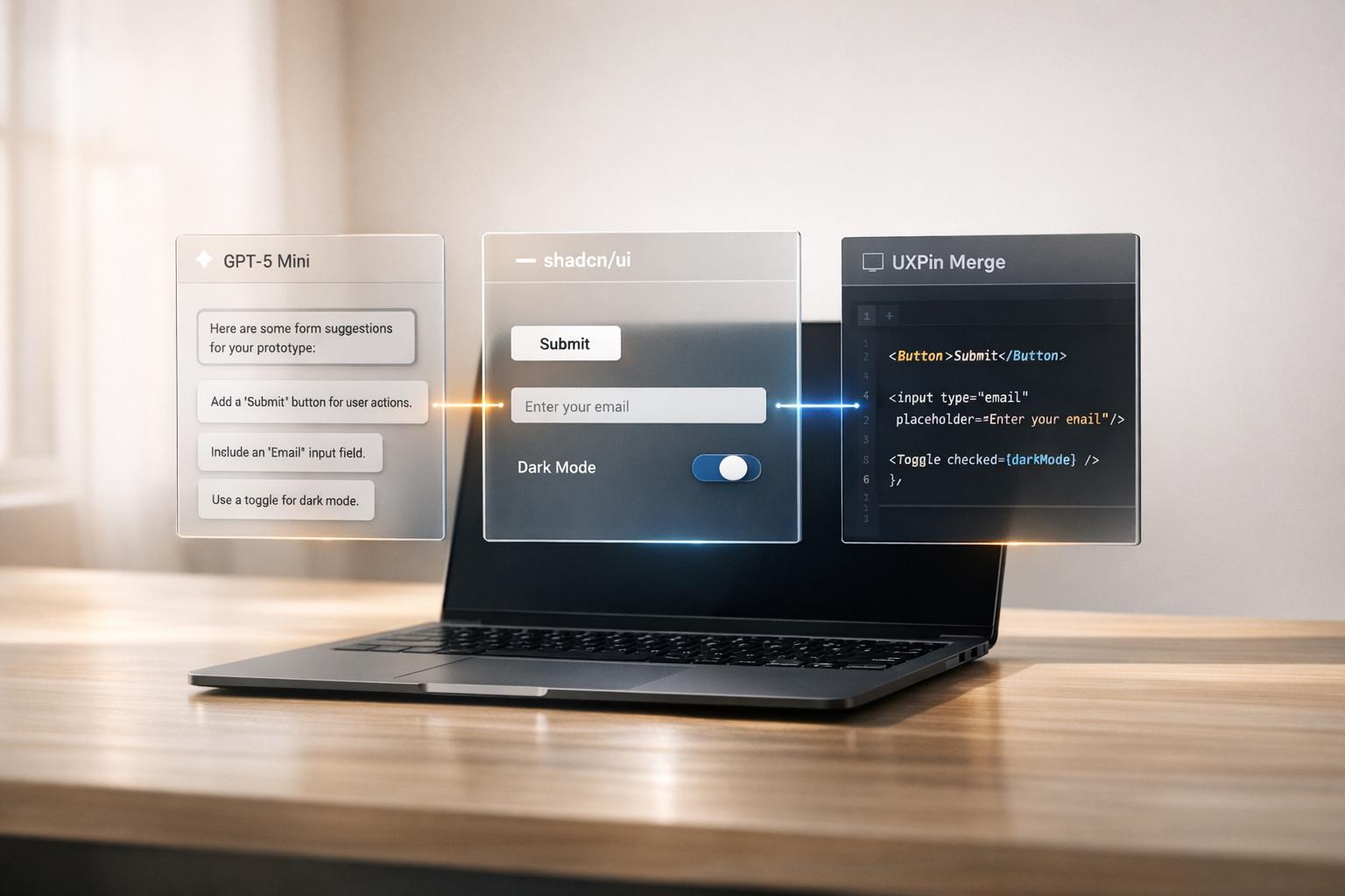 How to prototype using GPT-5 Mini + shadcn/ui - Use UXPin Merge!