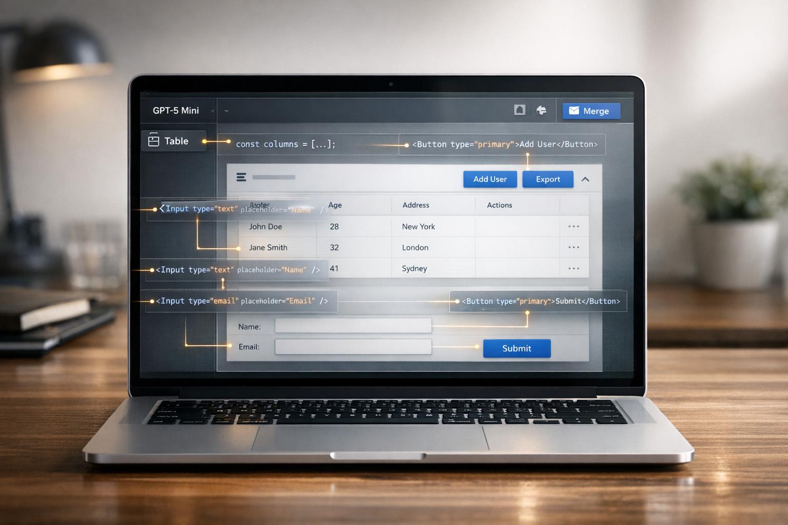 How to build UI using GPT-5 Mini + Ant Design - Use UXPin Merge!
