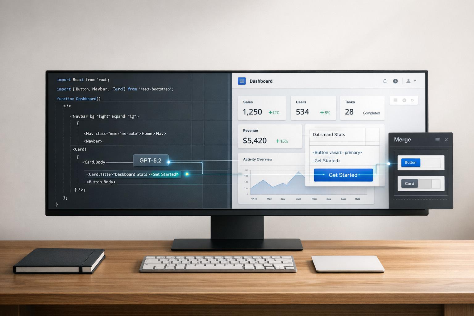 How to build UI using GPT-5.2 + Bootstrap - Use UXPin Merge!