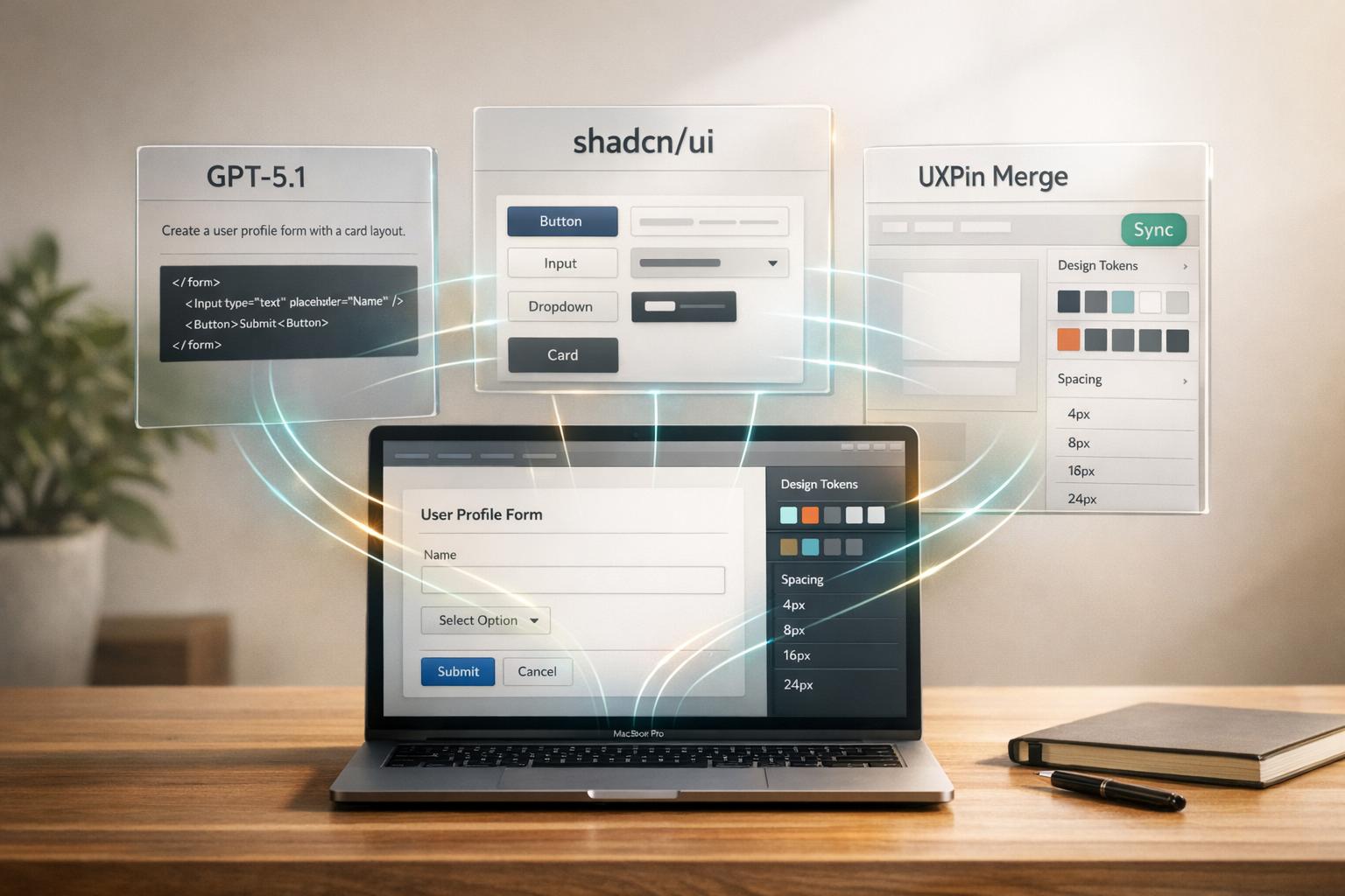 How to build UI using GPT-5.1 + shadcn/ui - Use UXPin Merge!