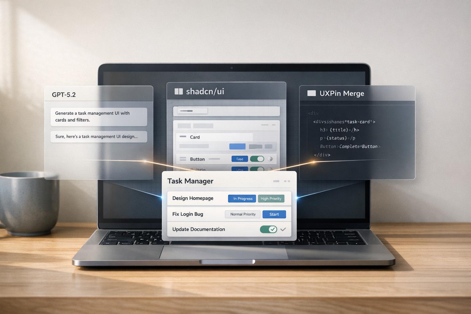 How to build UI using GPT-5.2 + shadcn/ui - Use UXPin Merge!