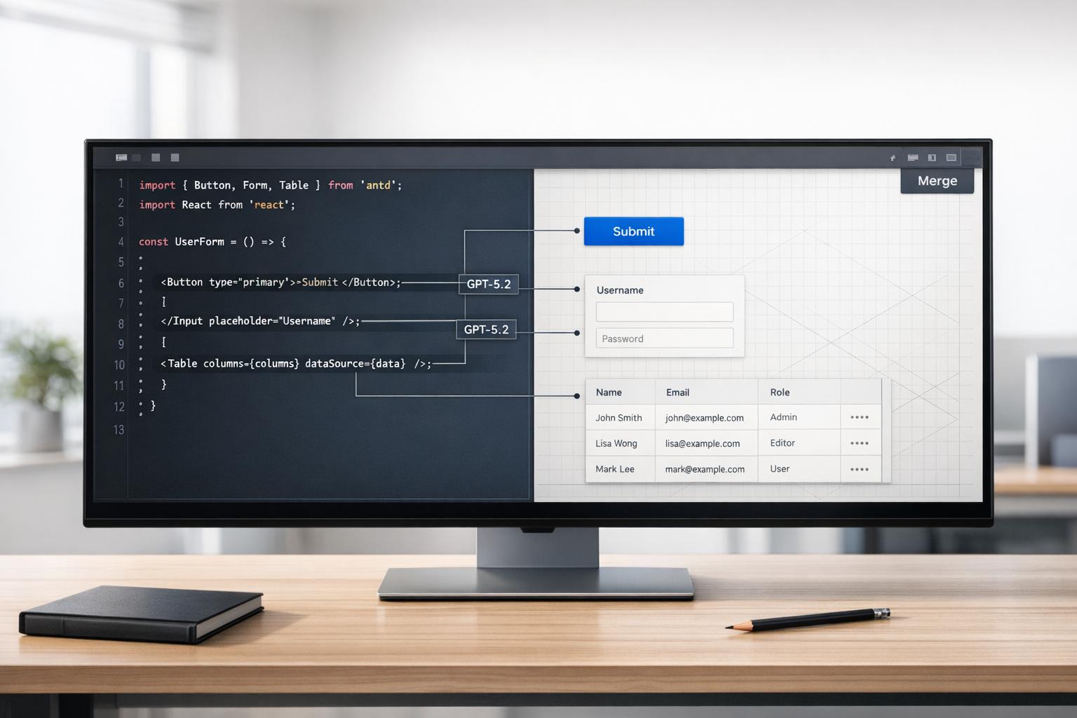 How to build UX using GPT-5.2 + Ant Design - Use UXPin Merge!
