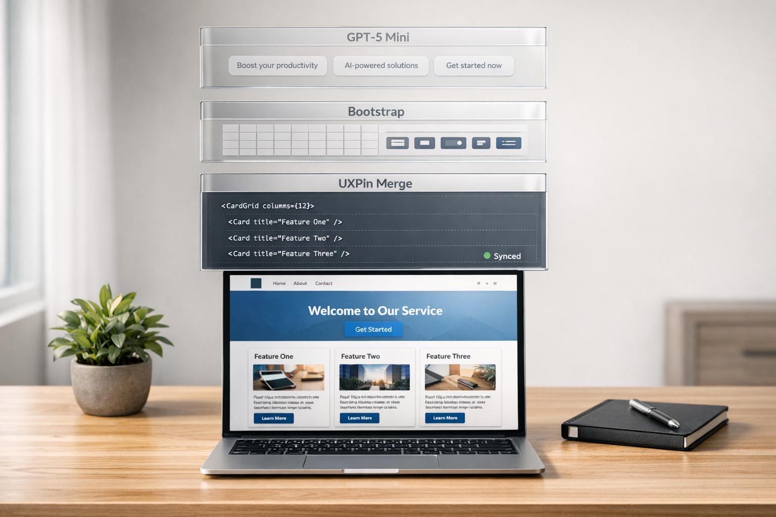 How to build UX using GPT-5 Mini + Bootstrap - Use UXPin Merge!