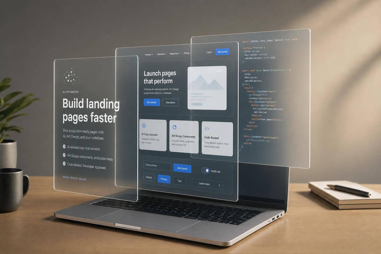 How to build a landing page using GPT-5 Mini + Ant Design - Use UXPin Merge!