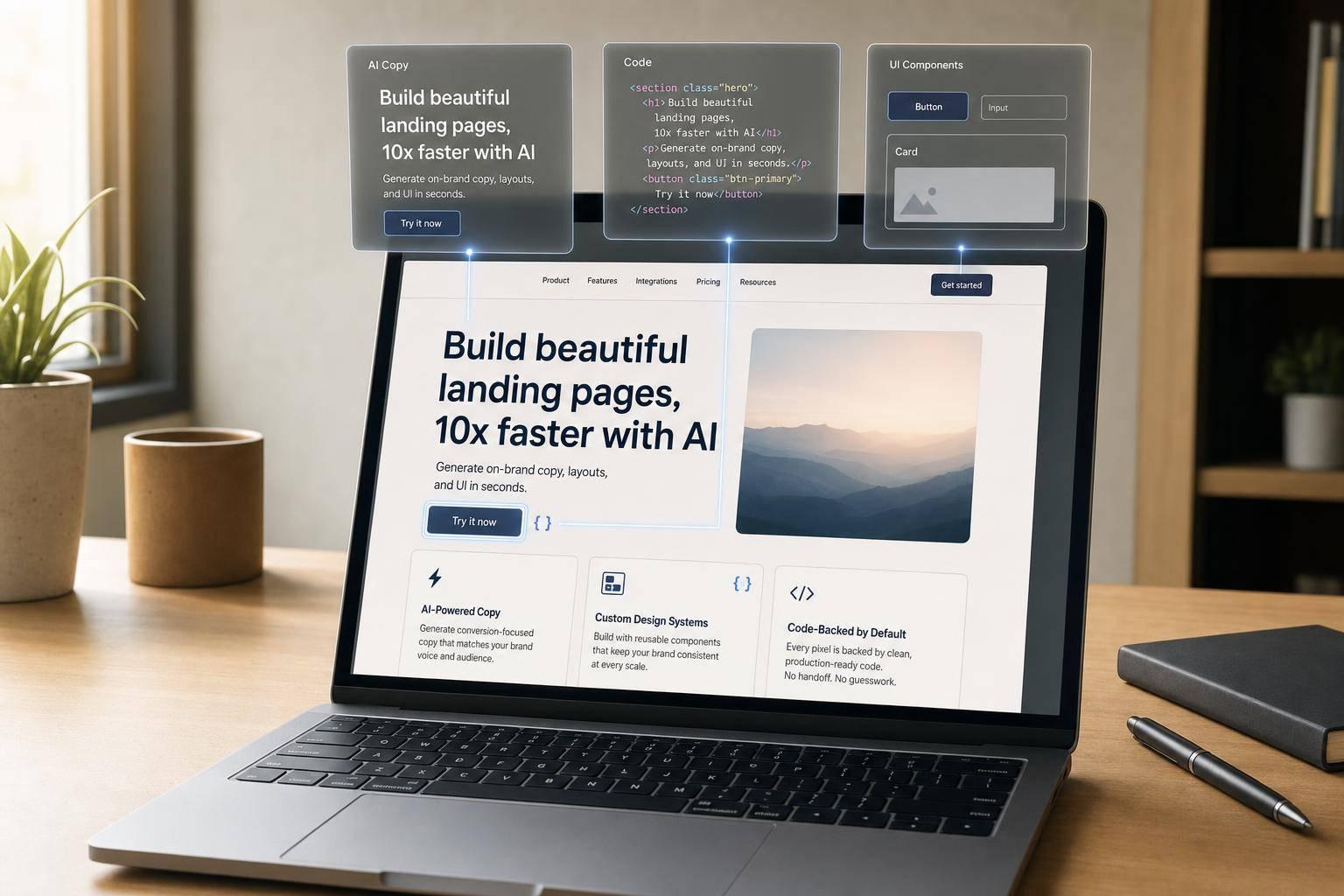 How to build a landing page using GPT-5 Mini + Custom Design Systems - Use UXPin Merge!