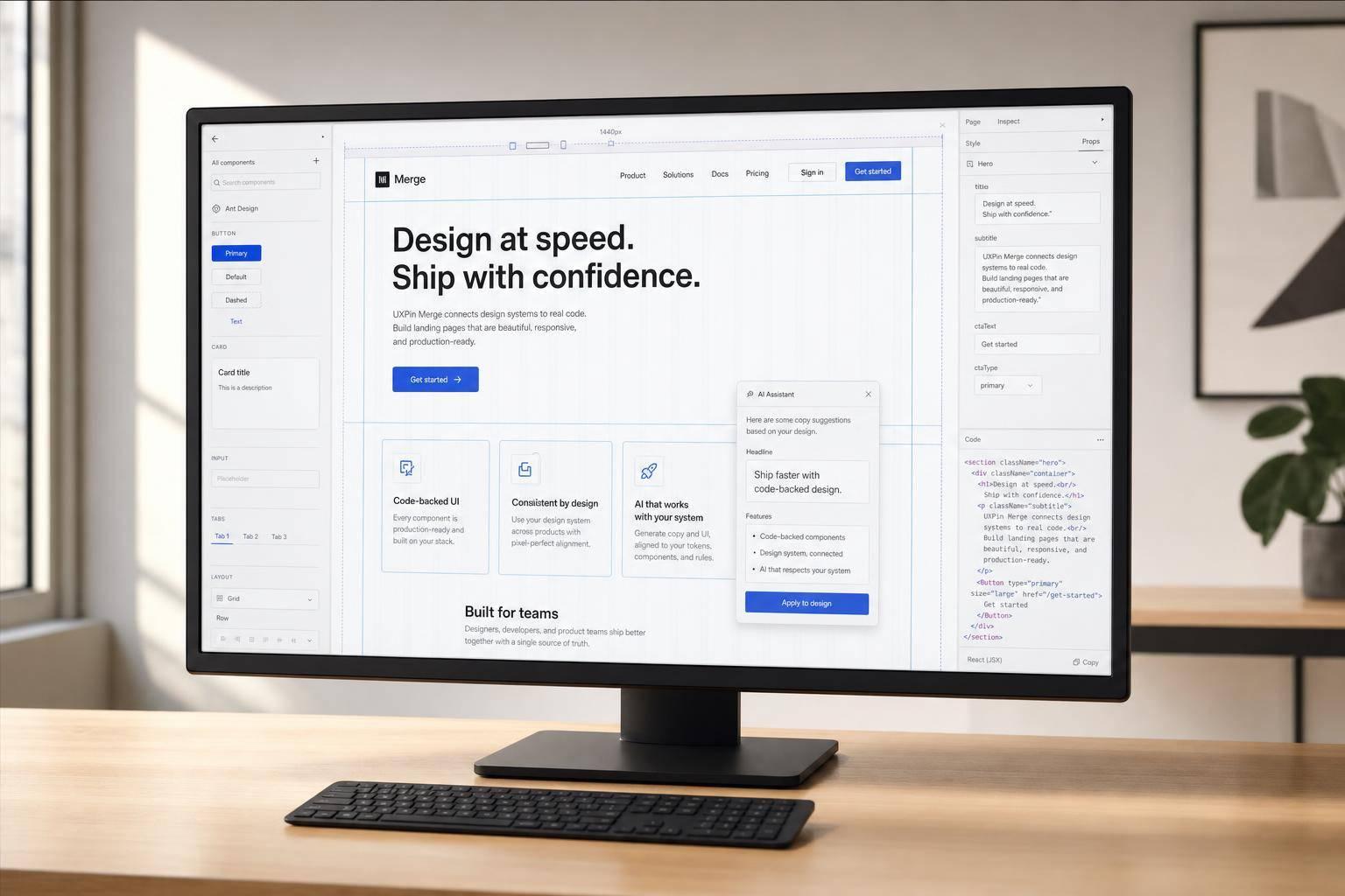 How to build a landing page using Claude Opus 4.5 + Ant Design - Use UXPin Merge!