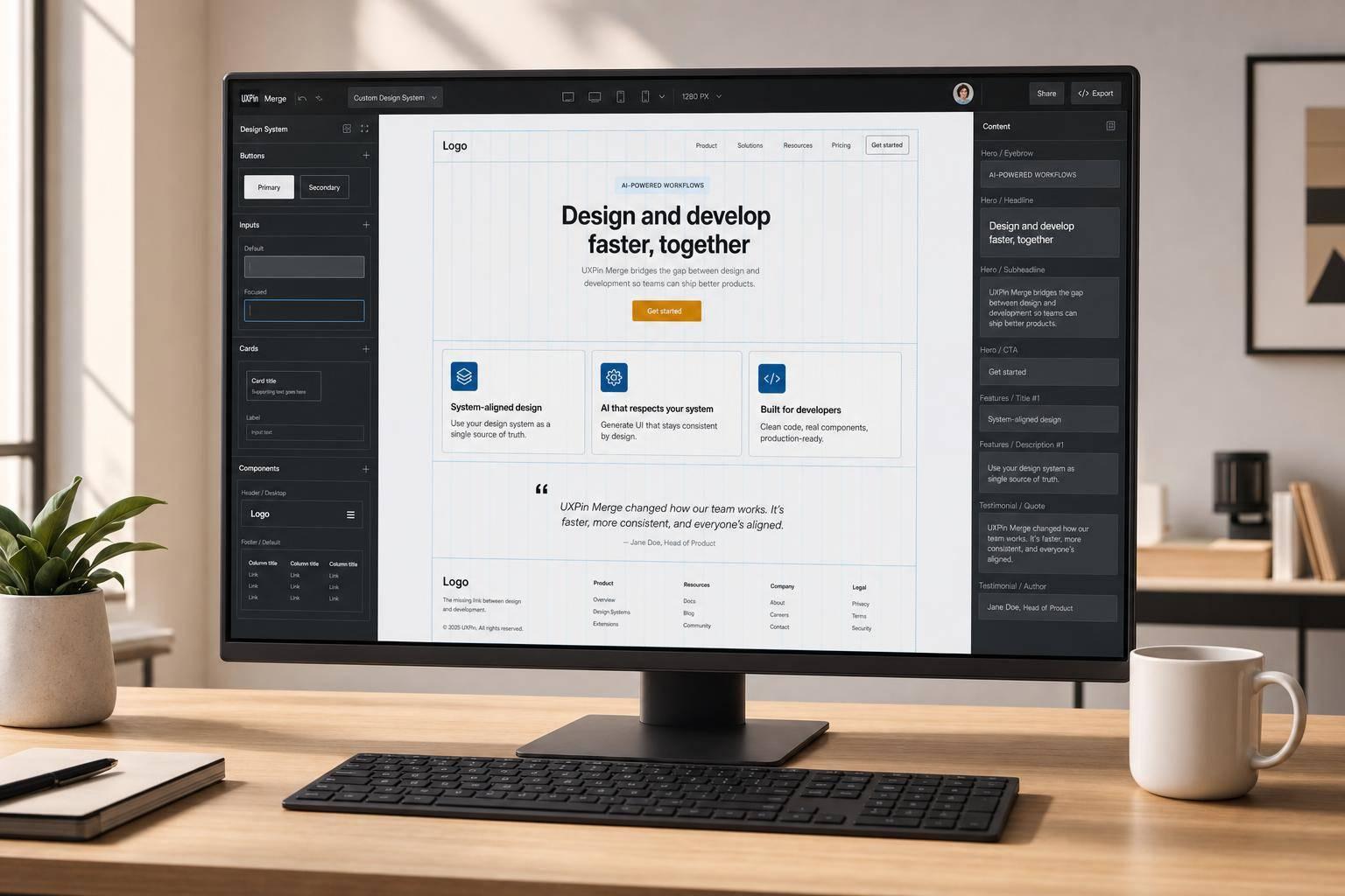 How to build a landing page using GPT-4.1 + Custom Design Systems - Use UXPin Merge!