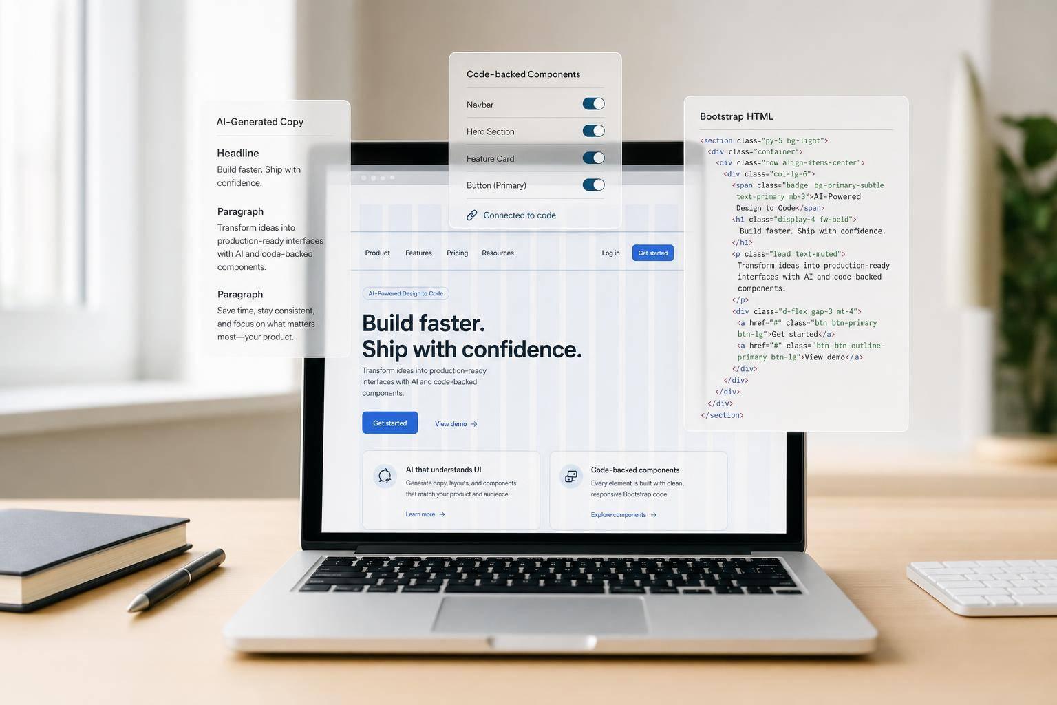 How to build a landing page using Claude Haiku 4.5 + Bootstrap - Use UXPin Merge!