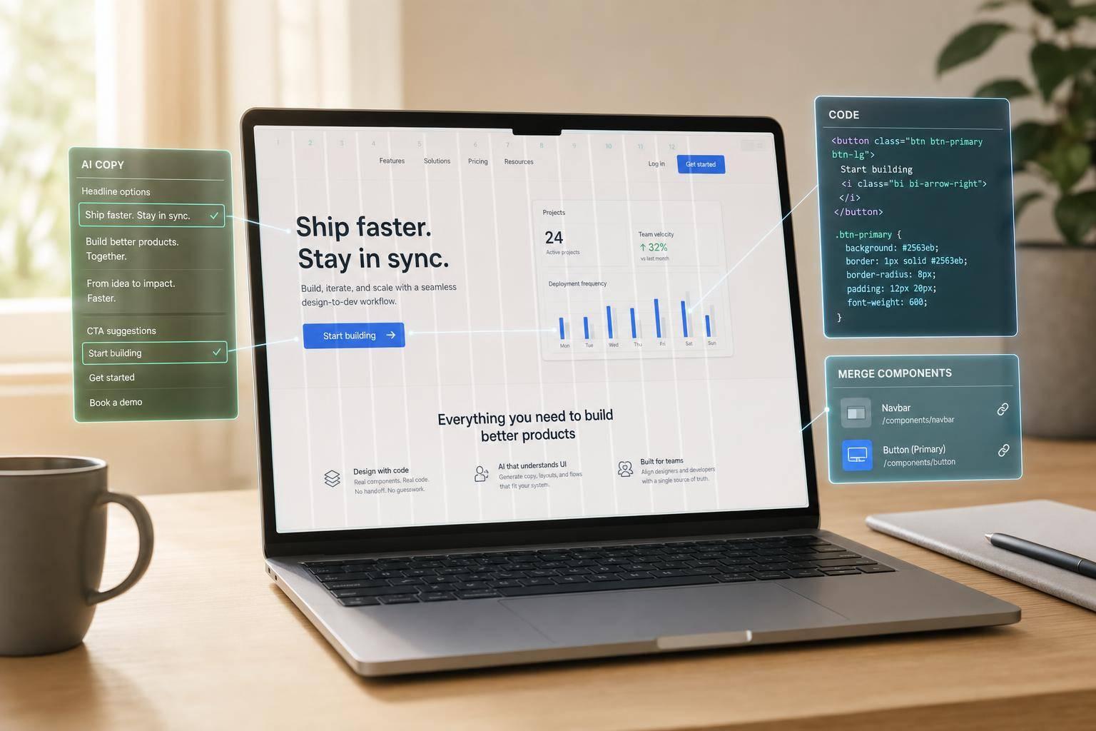 How to build a landing page using Claude Sonnet 4.5 + Bootstrap - Use UXPin Merge!