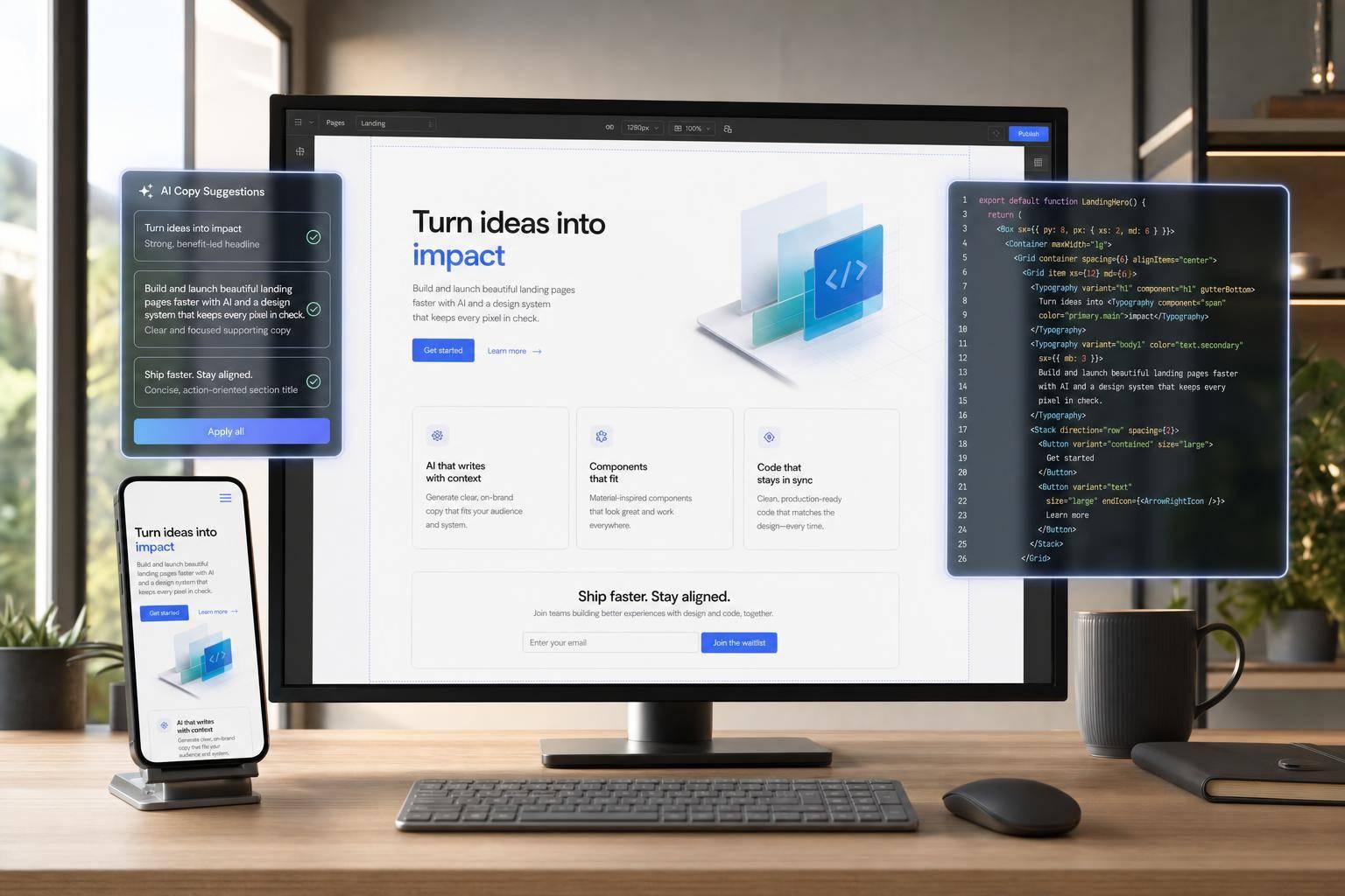 How to build a landing page using Claude Haiku 4.5 + MUI - Use UXPin Merge!