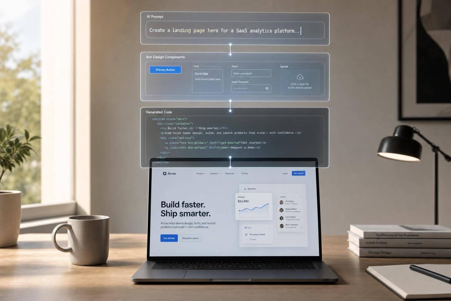 How to build a landing page using Claude Haiku 4.5 + Ant Design - Use UXPin Merge!