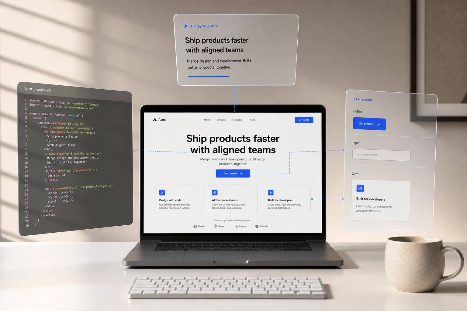 How to build a landing page using Claude Sonnet 4.5 + shadcn/ui - Use UXPin Merge!