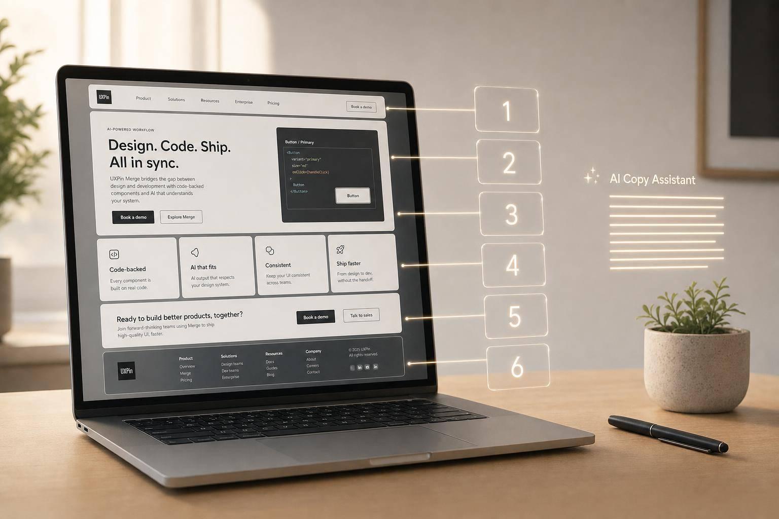 How to build a landing page using Claude Opus 4.5 + shadcn/ui - Use UXPin Merge!